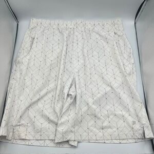 Prince Men's White 9" XL Tennis‎ Athletic Geometric Print Drawstring Shorts
